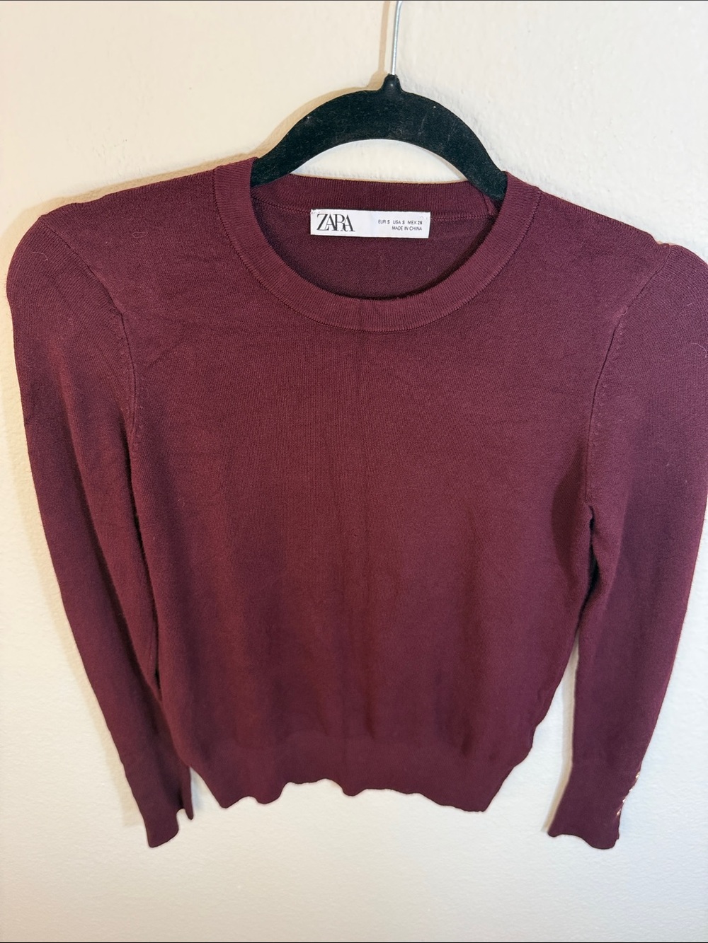 ZARA Crewneck Sweater in Deep Wine